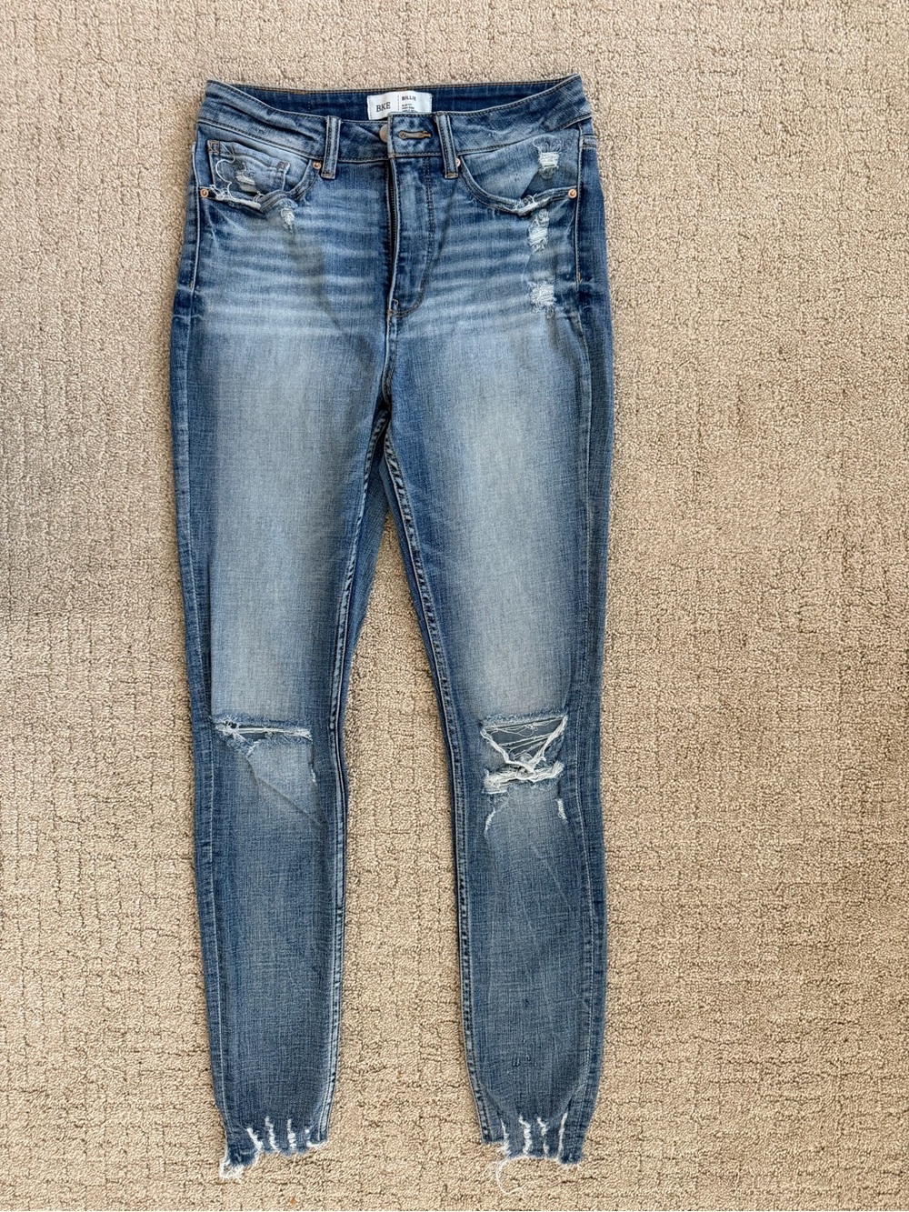 BKE Billie High Rise Ankle Skinny Jeans Size 28 Distressed Medium Wash